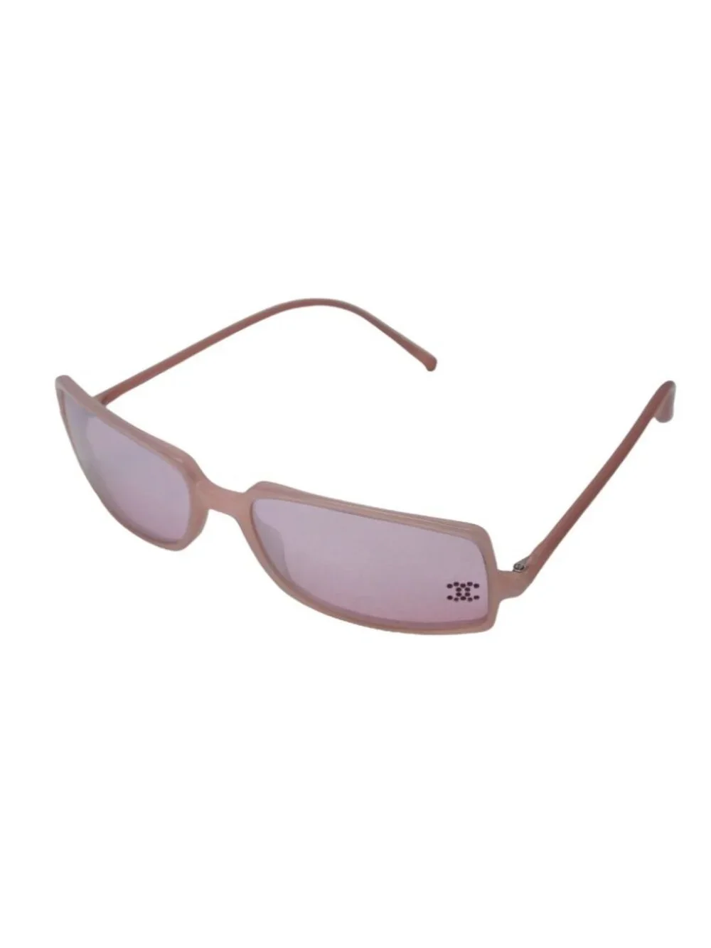 Chanel CC Logo Rhinestone Square Sunglasses Pink Acetate Eyewear